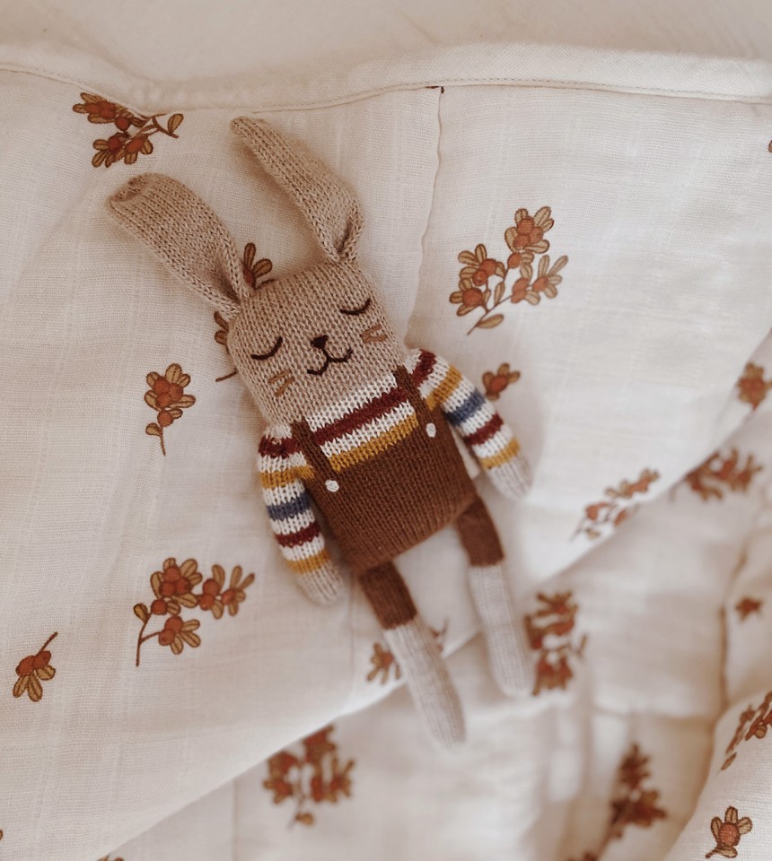 Bunny knit toy rainbow sweater