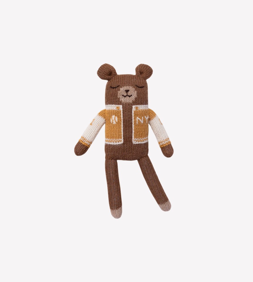 Teddy knit toy | baseball ochre